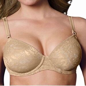 Bali Bra Womens‎ 34DD Nude One Smooth U Underwire 3516 Lace Overlay Structured